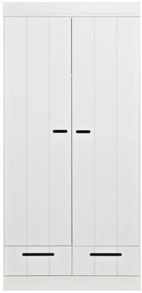 Connect, garderob, 2 dörrar och 2 lådor, vit, H195x53x94 cm, furu