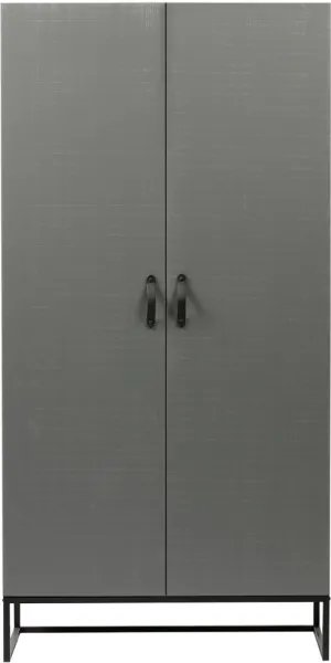 Morris, garderob, grå, H195x100x53 cm, furu