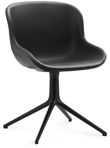 Normann Copenhagen Hyg Snurrstol Klädd Svart Aluminium/Svart Läder i 41599