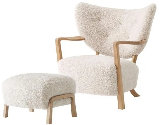 &Tradition Wulff ATD2 Fåtölj Fårskinn Moonlight/Ek Inkl. ATD3 Puff