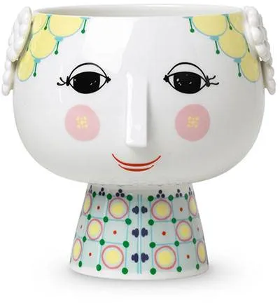 Björn Wiinblad Eva blomkruka med fot - Ø15,5 cm - Gul