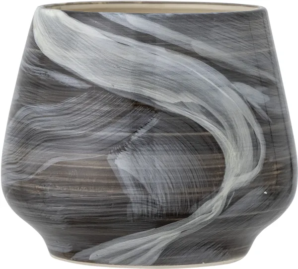 Skjalm, blomkruka, brun, stengods