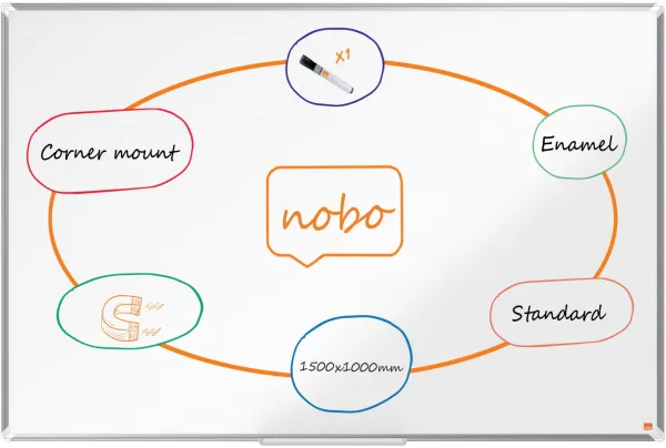 Nobo Premium Plus emaljerad whiteboard 150x100cm vit